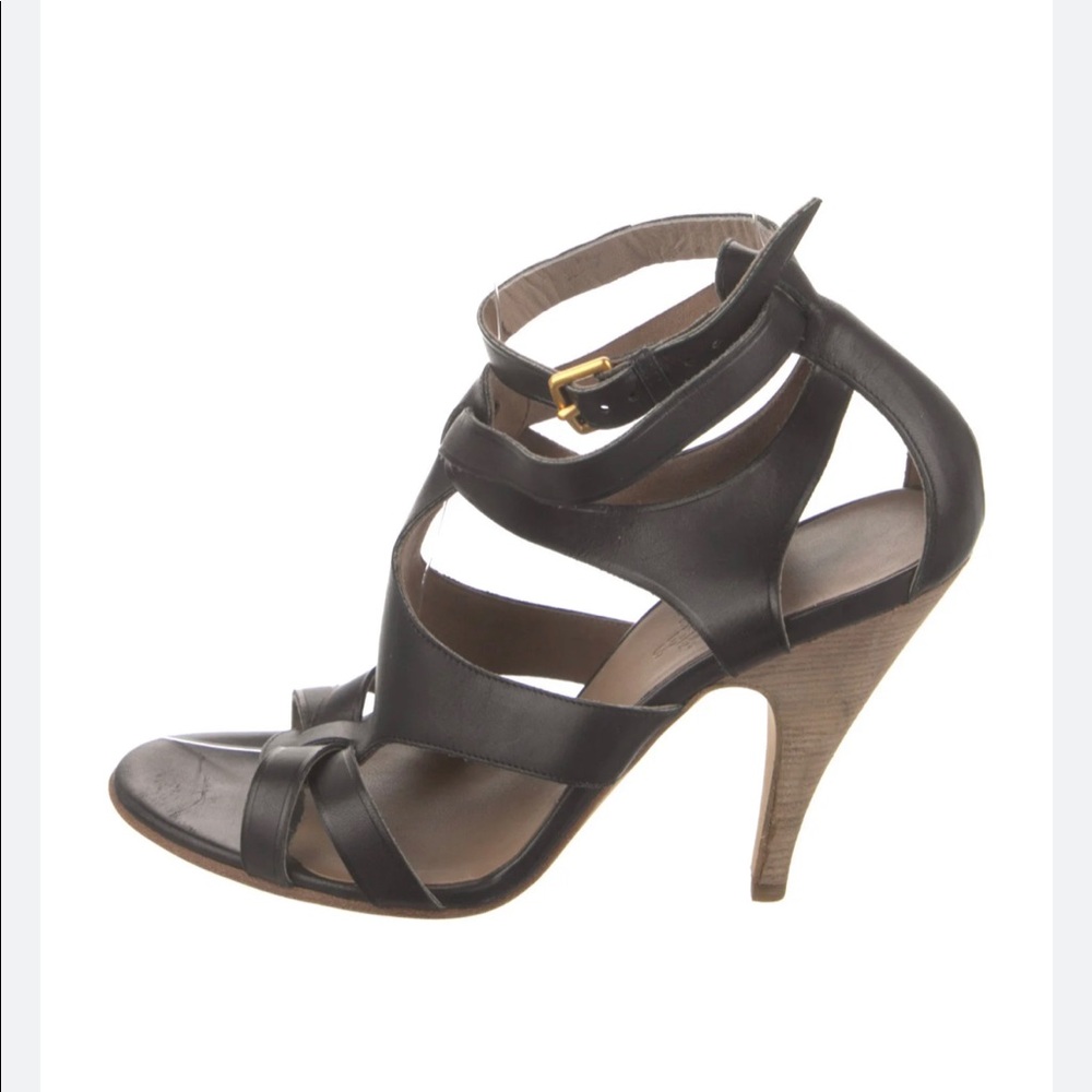 HERMES brown strapy sandal heels size 41